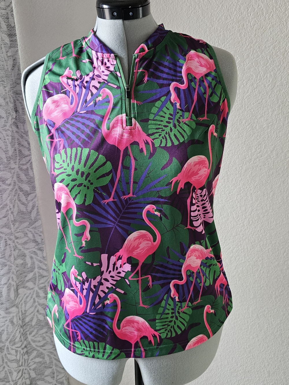 Sleeveless Pink Flamingo Tropical Print Women's Top